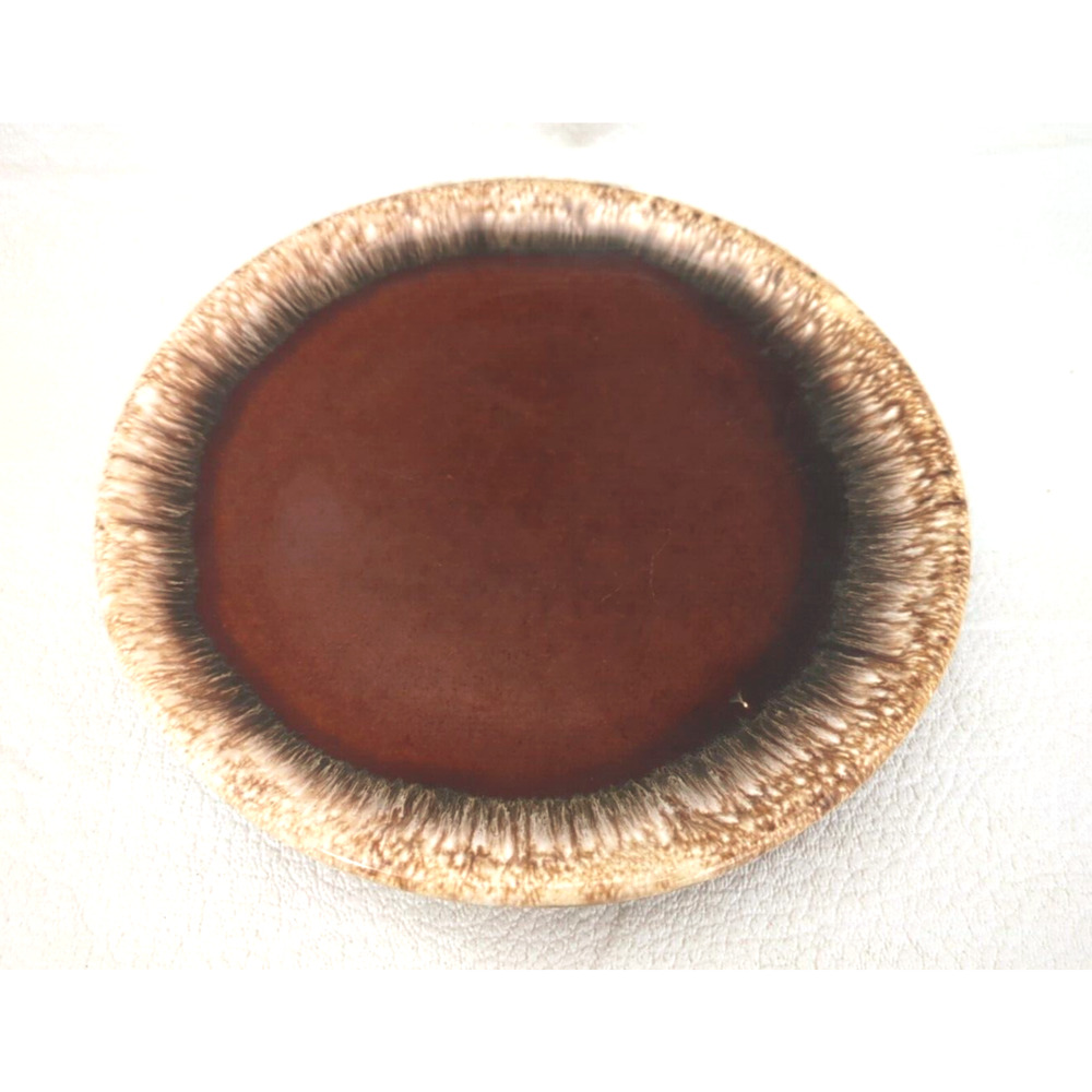 Hull Drip Pottery Dessert Ridge Back Pie Plate Brown Stoneware 6 5/8"
